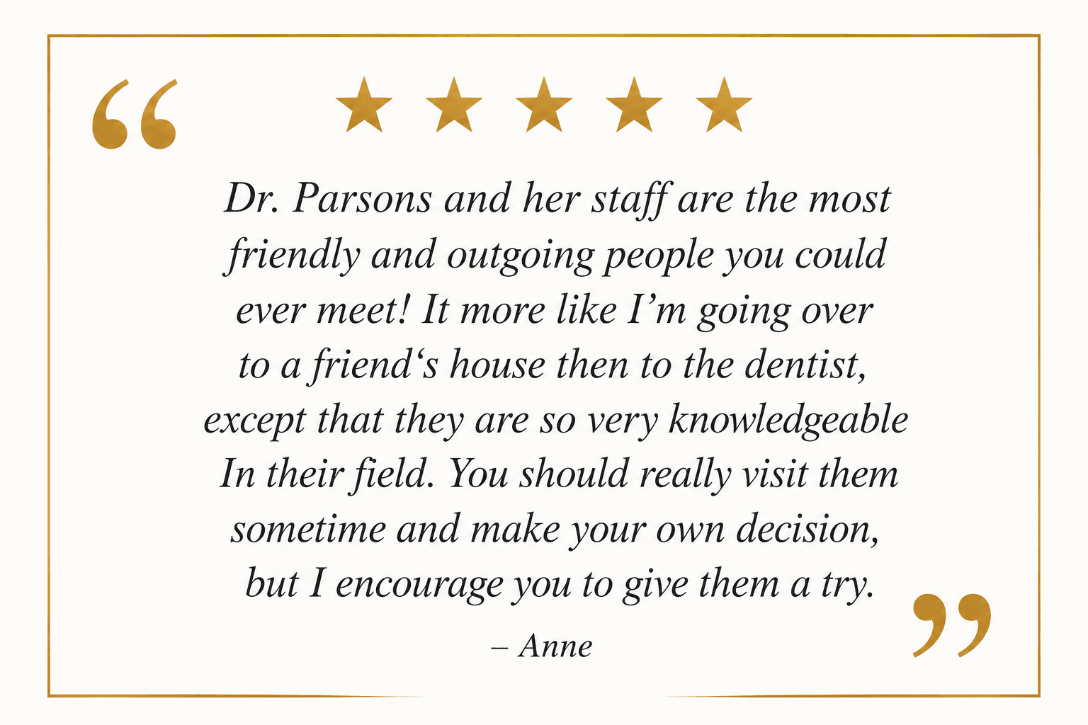 5 Star Review Highlands Ranch Dentist