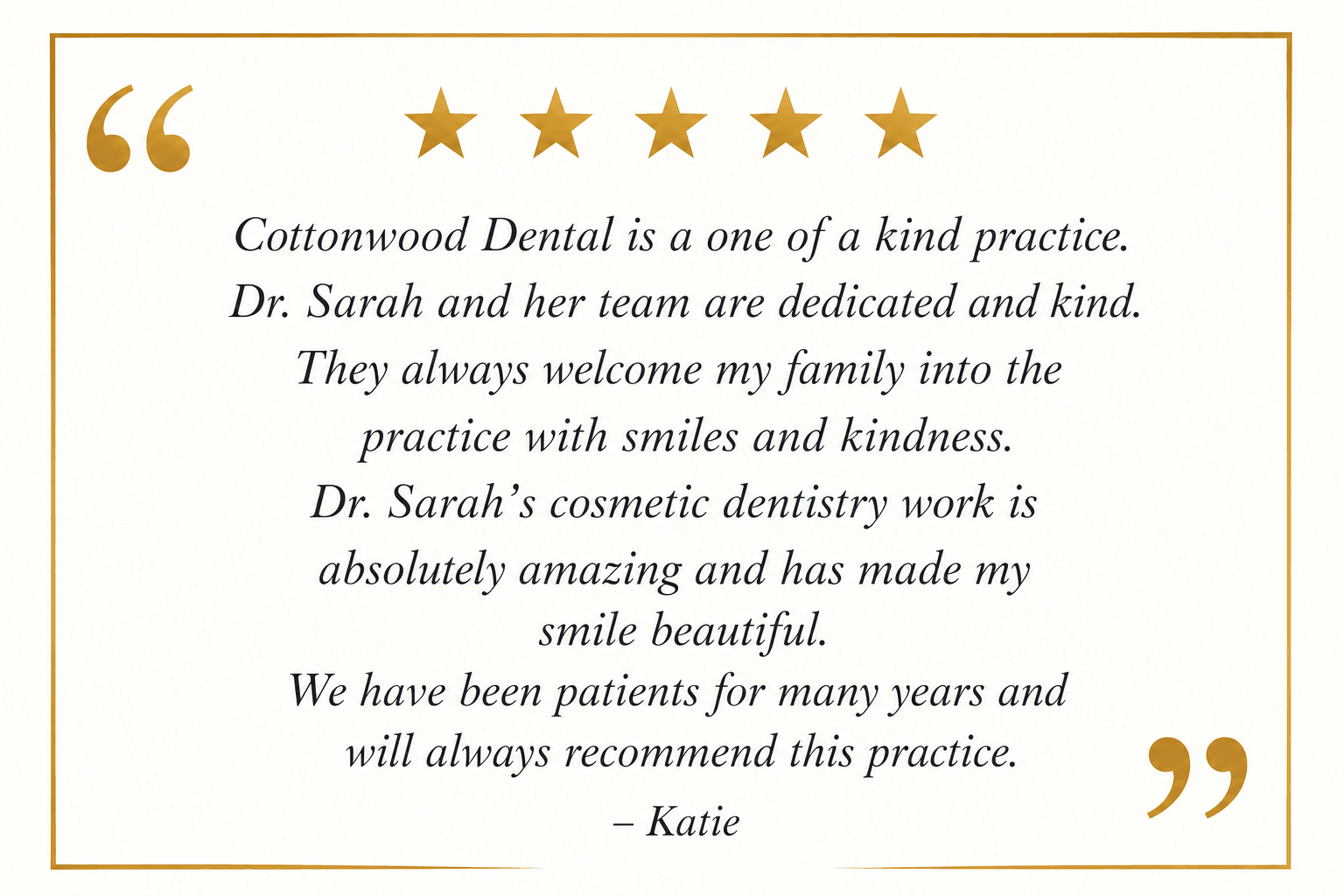 5 star review Highlands Ranch Dentist